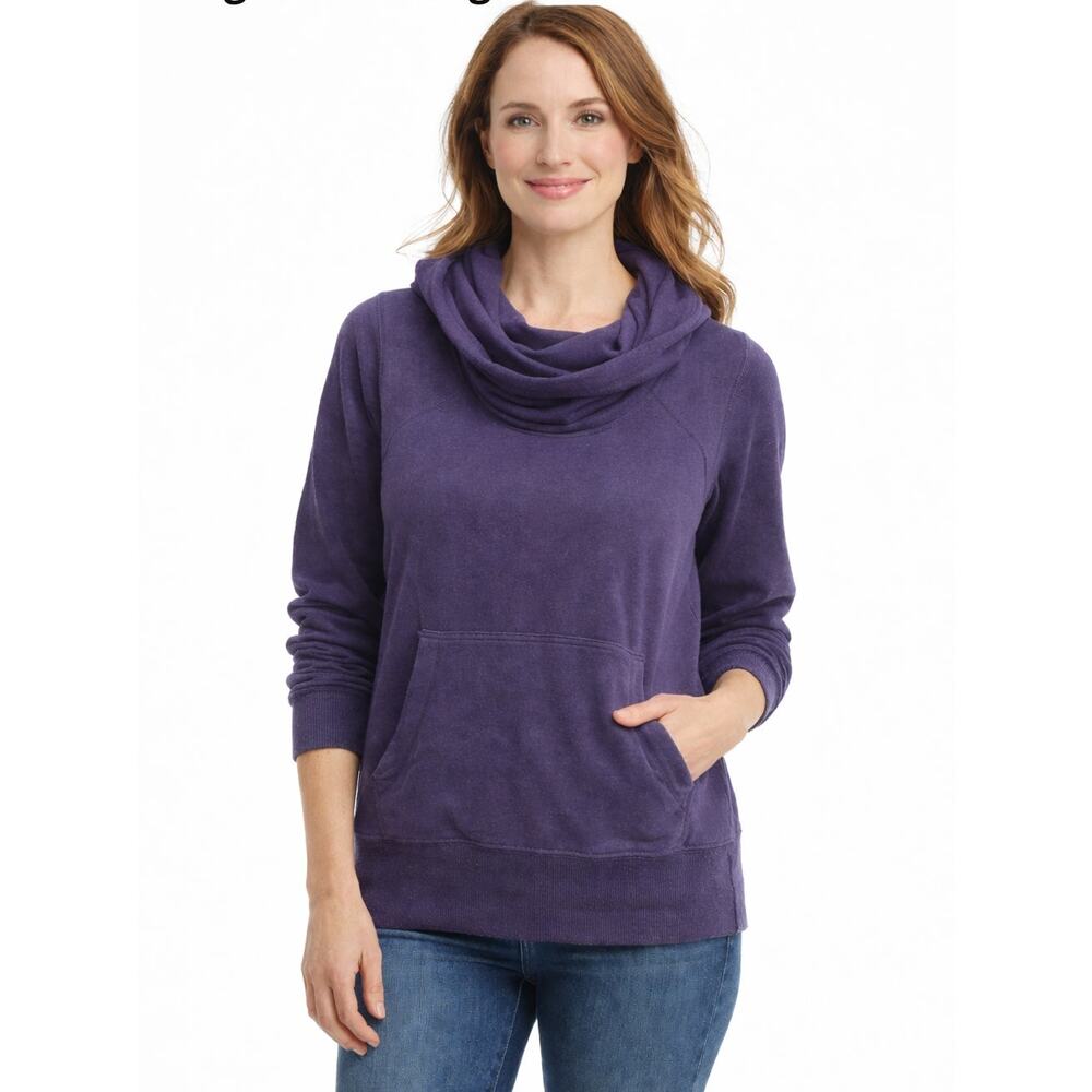 L.L.Bean Purple Cowl Neck Hoodie Sweatshirt Women’s Small‎ Kangaroo Pocket